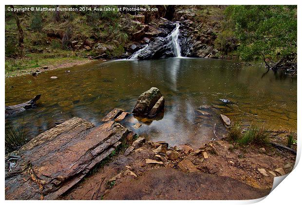 Waterfall in the Aussie bush Print by Matthew Burniston