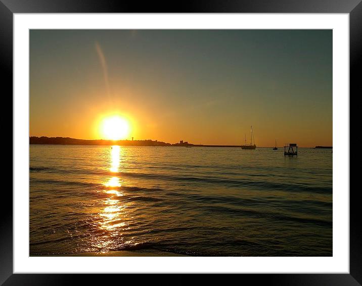 Sunset and ships Framed Mounted Print by John  Hughes