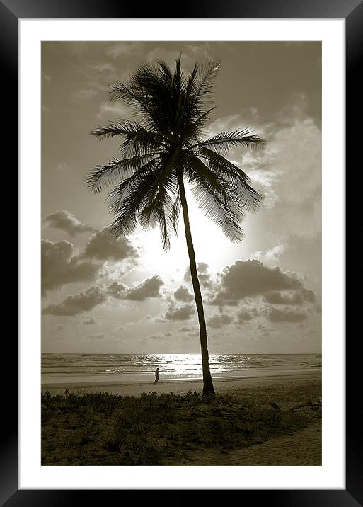 Beach Scene Duotone Framed Mounted Print by james balzano, jr.