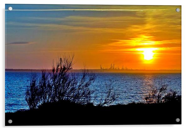 Fawley Sunset Acrylic by Dave Fry