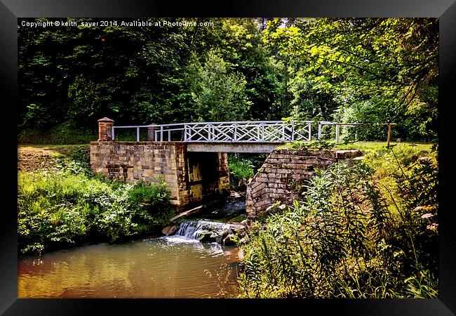 Bridge in the woods Sandsend Framed Print by keith sayer