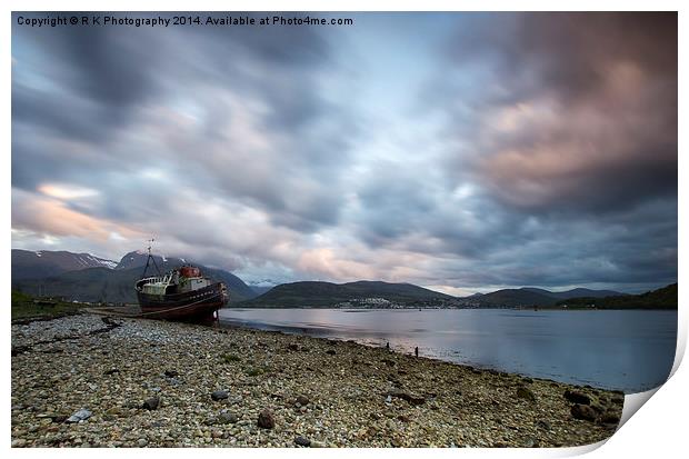 Loch Eil wreckship Print by R K Photography
