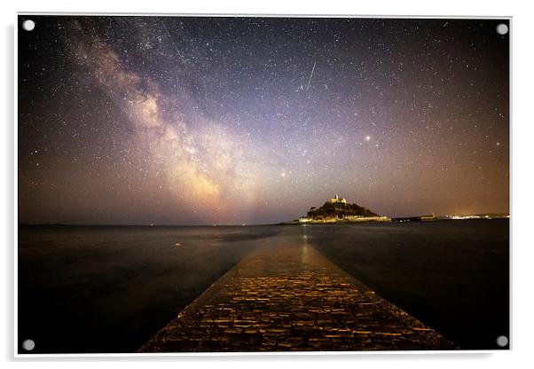 St Michaels mount and the Milky way Acrylic by stuart bennett