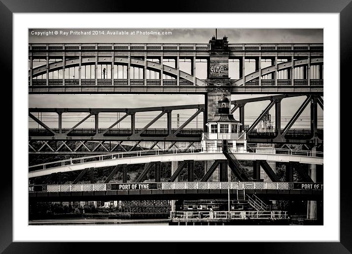 Bridges Across the Tyne Framed Mounted Print by Ray Pritchard