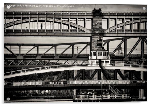 Bridges Across the Tyne Acrylic by Ray Pritchard
