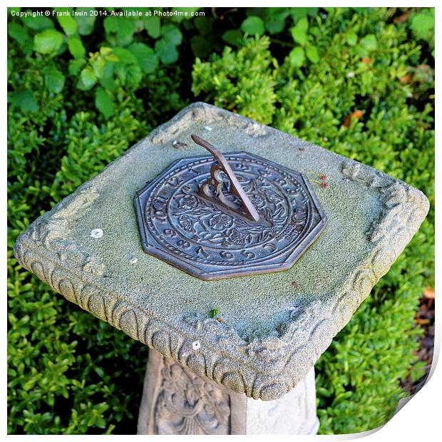 Traditional Sundial on a stone plinth Print by Frank Irwin