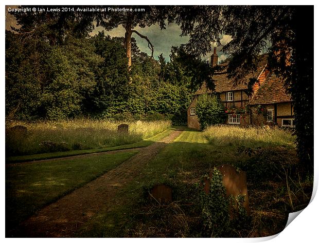 Cottage In The Churchyard Print by Ian Lewis