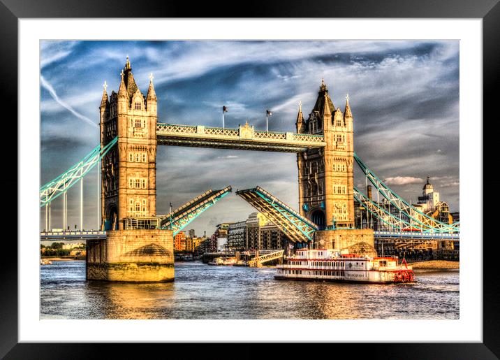 Tower Bridge London Opening Framed Mounted Print by David Pyatt