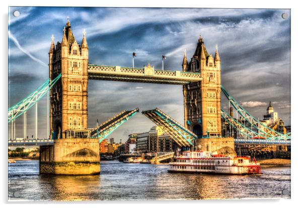 Tower Bridge London Opening Acrylic by David Pyatt