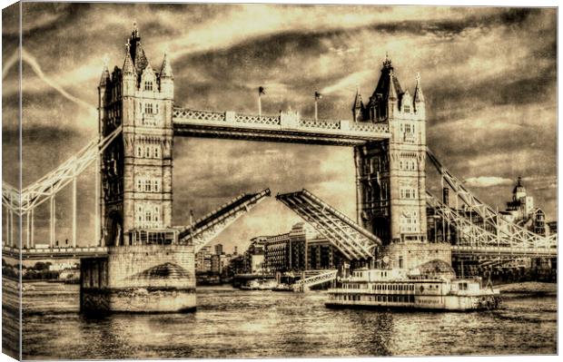 Tower Bridge London Vintage Canvas Print by David Pyatt