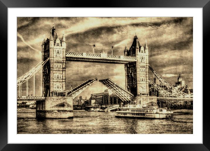Tower Bridge London Vintage Framed Mounted Print by David Pyatt