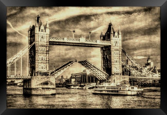 Tower Bridge London Vintage Framed Print by David Pyatt