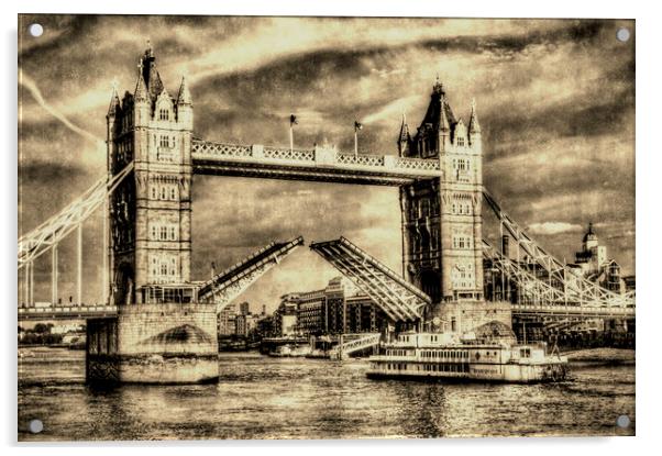 Tower Bridge London Vintage Acrylic by David Pyatt