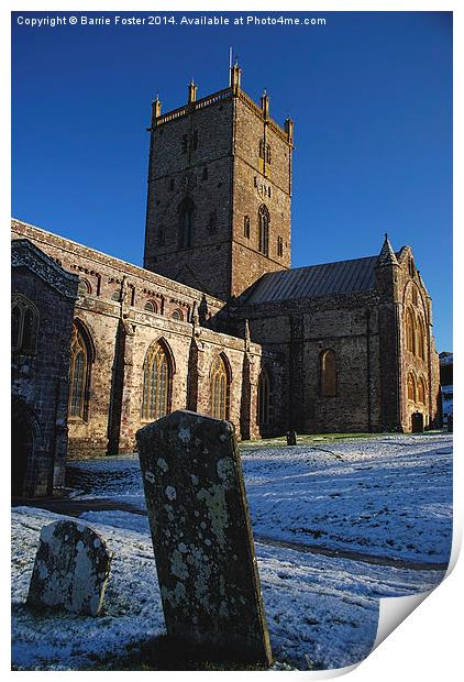 St Davids Cathedral Pembrokeshire Print by Barrie Foster