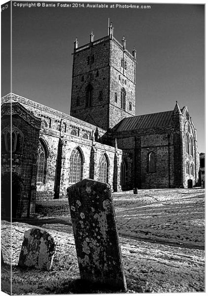 St Davids Cathedral Monochrome Canvas Print by Barrie Foster