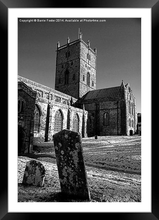 St Davids Cathedral Monochrome Framed Mounted Print by Barrie Foster