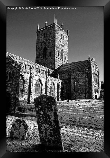 St Davids Cathedral Monochrome Framed Print by Barrie Foster
