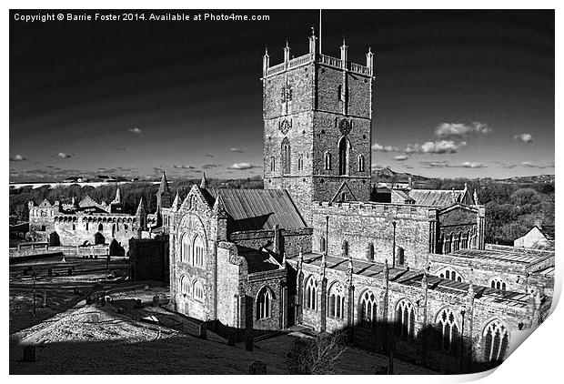 St Davids Cathedral and Palace Print by Barrie Foster