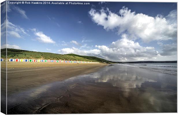 Woolacombe beach reflections Canvas Print by Rob Hawkins