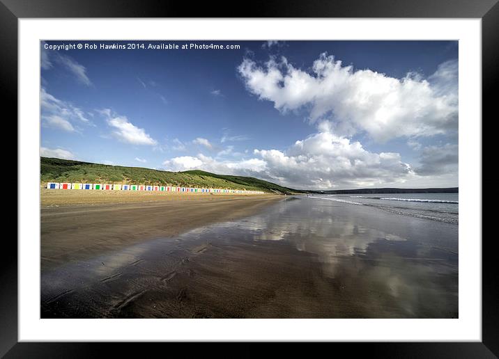 Woolacombe beach reflections Framed Mounted Print by Rob Hawkins