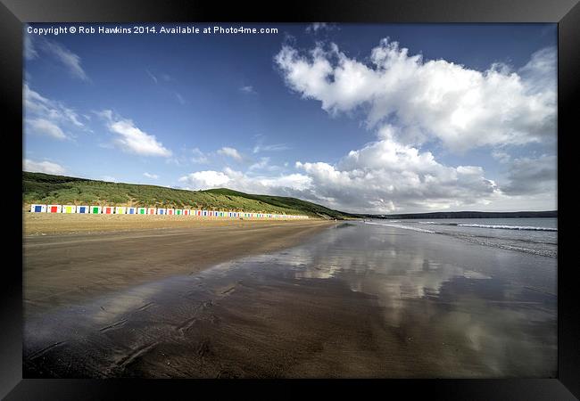 Woolacombe beach reflections Framed Print by Rob Hawkins