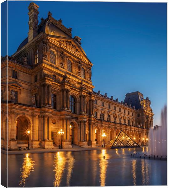 Louvre Sunset, Paris, France Canvas Print by Mark Llewellyn