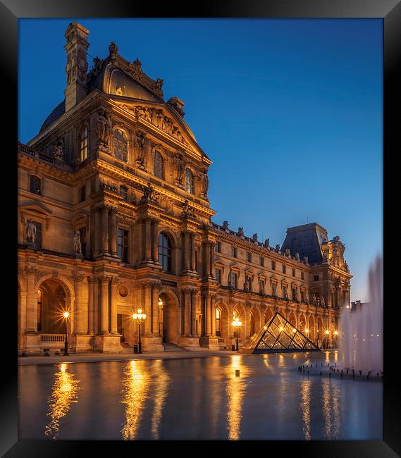 Louvre Sunset, Paris, France Framed Print by Mark Llewellyn