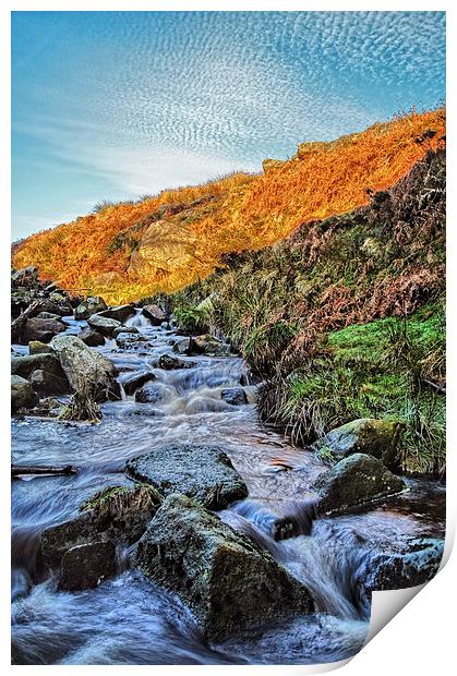 Burbage Brook Waterfalls Print by Darren Galpin