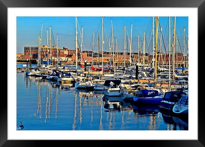 Marina at sunset Framed Mounted Print by Dave Fry