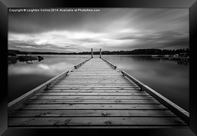comox lake pontoon walkway Framed Print by Leighton Collins