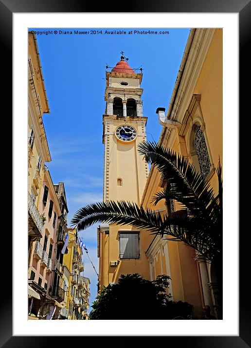 Corfu Old Town Framed Mounted Print by Diana Mower