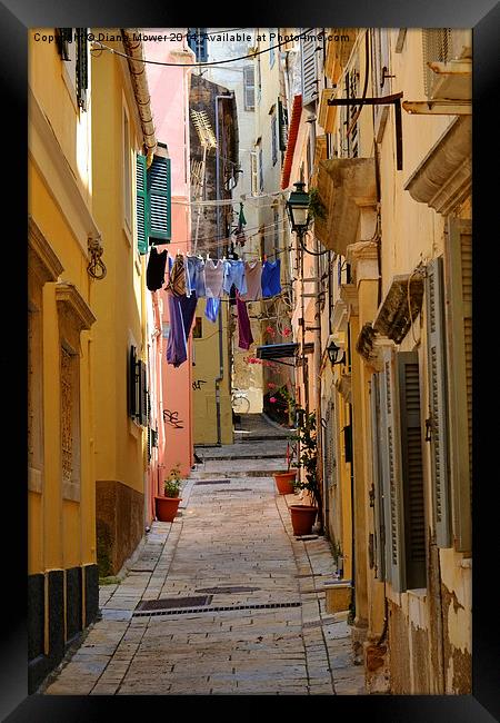 Corfu Old Town Framed Print by Diana Mower