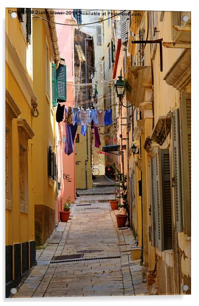 Corfu Old Town Acrylic by Diana Mower