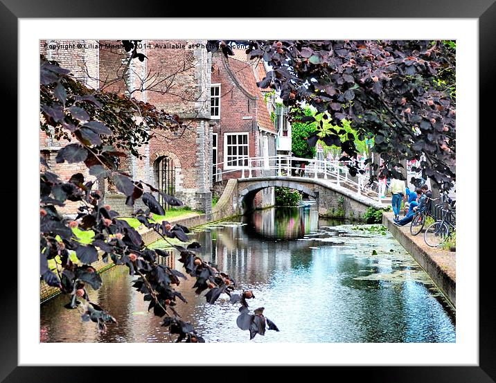Canals at Delft. Framed Mounted Print by Lilian Marshall
