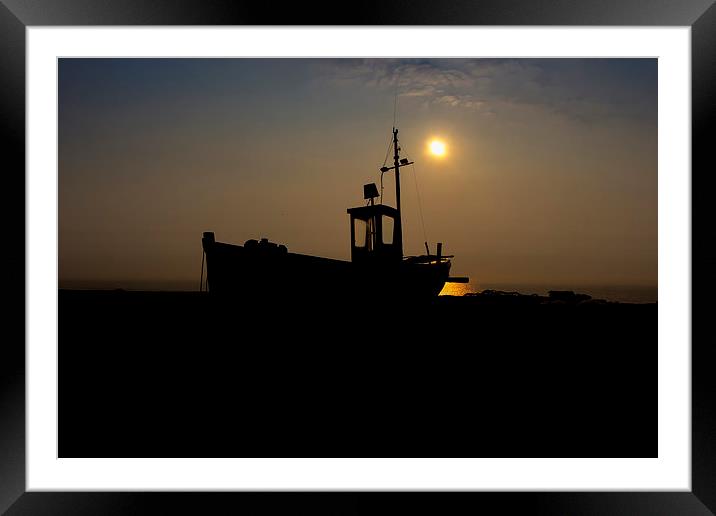boat at sunrise Framed Mounted Print by Dean Messenger