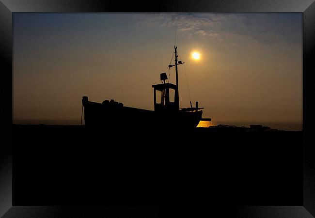 boat at sunrise Framed Print by Dean Messenger