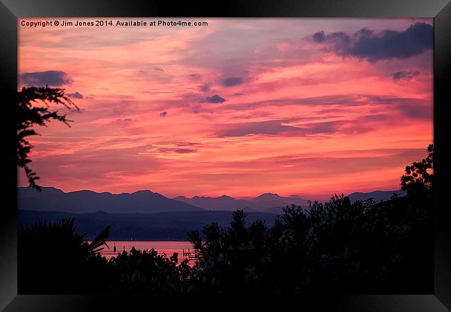 Sunset on Lake Garda Framed Print by Jim Jones