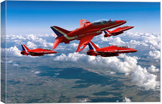 Red Arrows Montage Canvas Print by Oxon Images