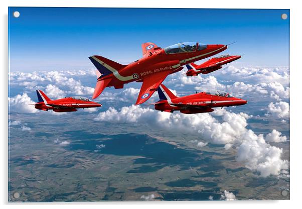 Red Arrows Montage Acrylic by Oxon Images
