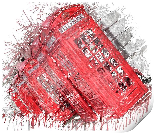 London Phone Boxes Print by Scott Anderson