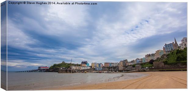 Tenby from the beach Canvas Print by Steve Hughes