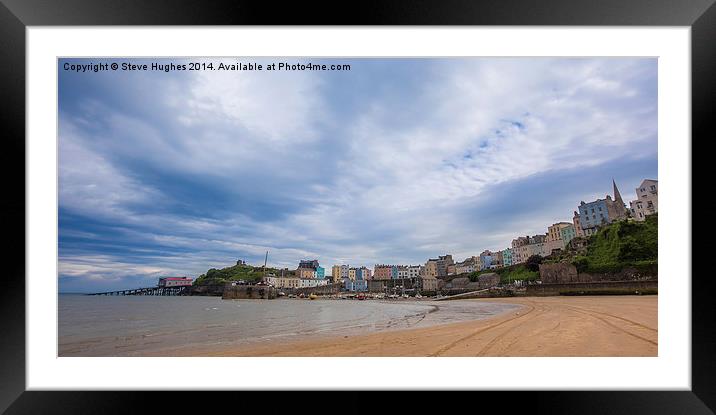 Tenby from the beach Framed Mounted Print by Steve Hughes