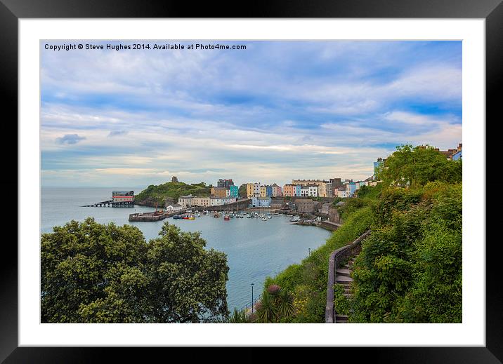 Tenby harbour from across the bay Framed Mounted Print by Steve Hughes