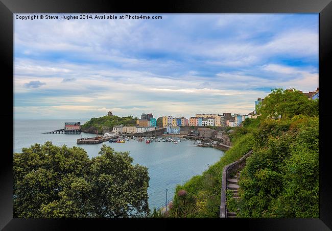 Tenby harbour from across the bay Framed Print by Steve Hughes