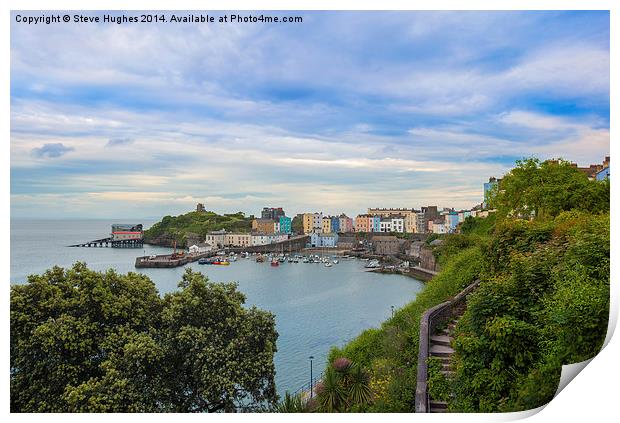 Tenby harbour from across the bay Print by Steve Hughes