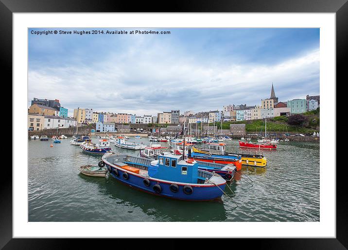 Fishing boats at Tenby harbour Framed Mounted Print by Steve Hughes