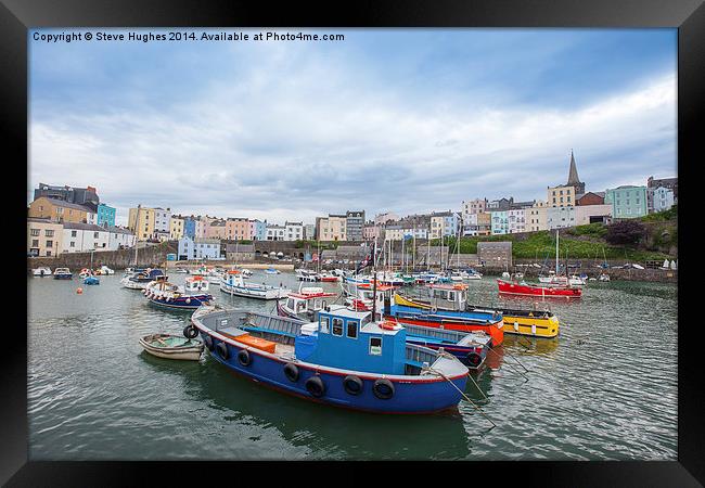Fishing boats at Tenby harbour Framed Print by Steve Hughes