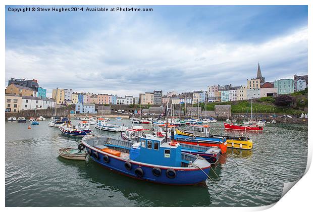 Fishing boats at Tenby harbour Print by Steve Hughes