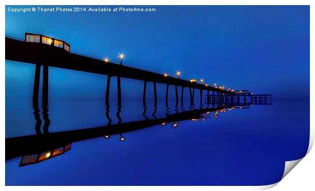 Pier at night Print by Thanet Photos