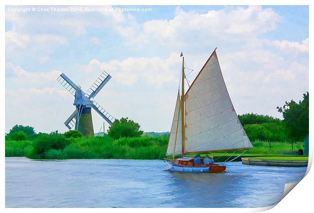 Sailing the Norfolk Broads Print by Chris Thaxter